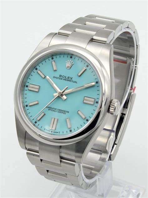 blue face oyster rolex|rolex 41mm tiffany blue.